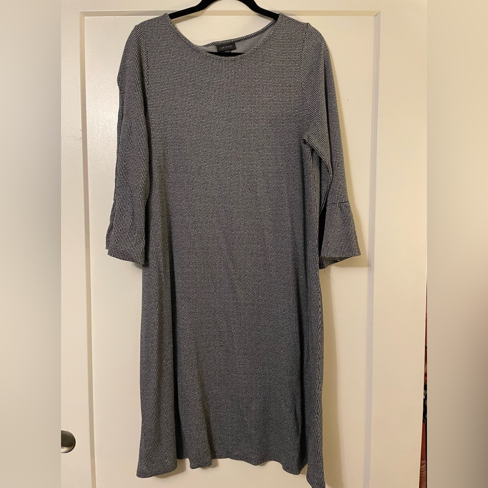 J.Jill Whereever collection. Houndstooth bell sleeve dress.